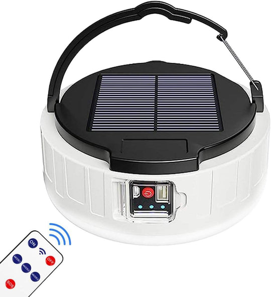 LED Solar Camping Lantern Portable Waterproof Solar USB Rechargeable Remote Control Indoor Outdoor Emergency Light Camping Light