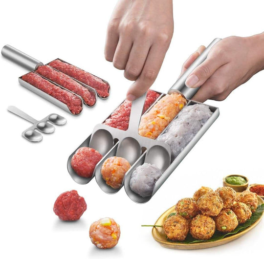 Premium Quality Multi-function Triple Stainless Steel Meatball Maker Fish Ball Shrimp Slide Tool Croquette Last Long