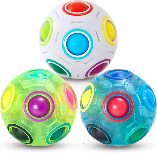 Rainbow Puzzle Ball Fidget Fun Stress Reliever Magic Ball Brain Teaser Fidget Toys for Children Teens & Adults(10 Pack)