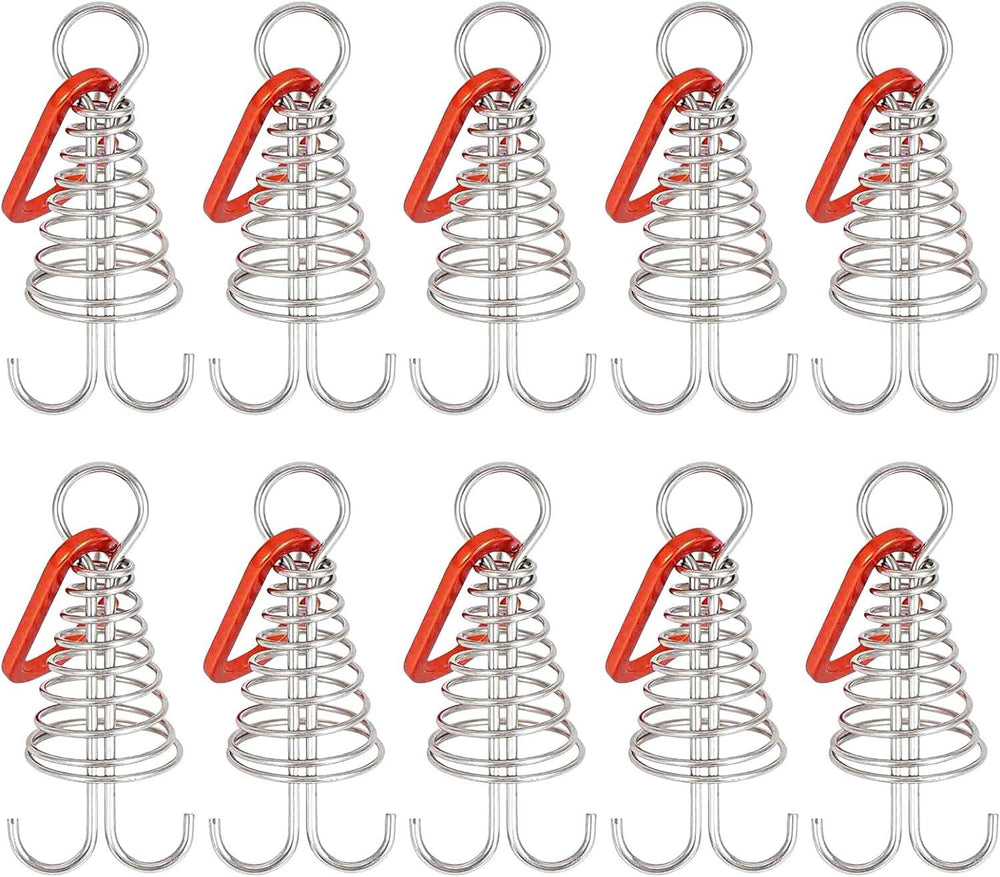 Portable tent accessories staking adjustment rope buckle spring cleat pegs for outdoor camping(10 Pack)