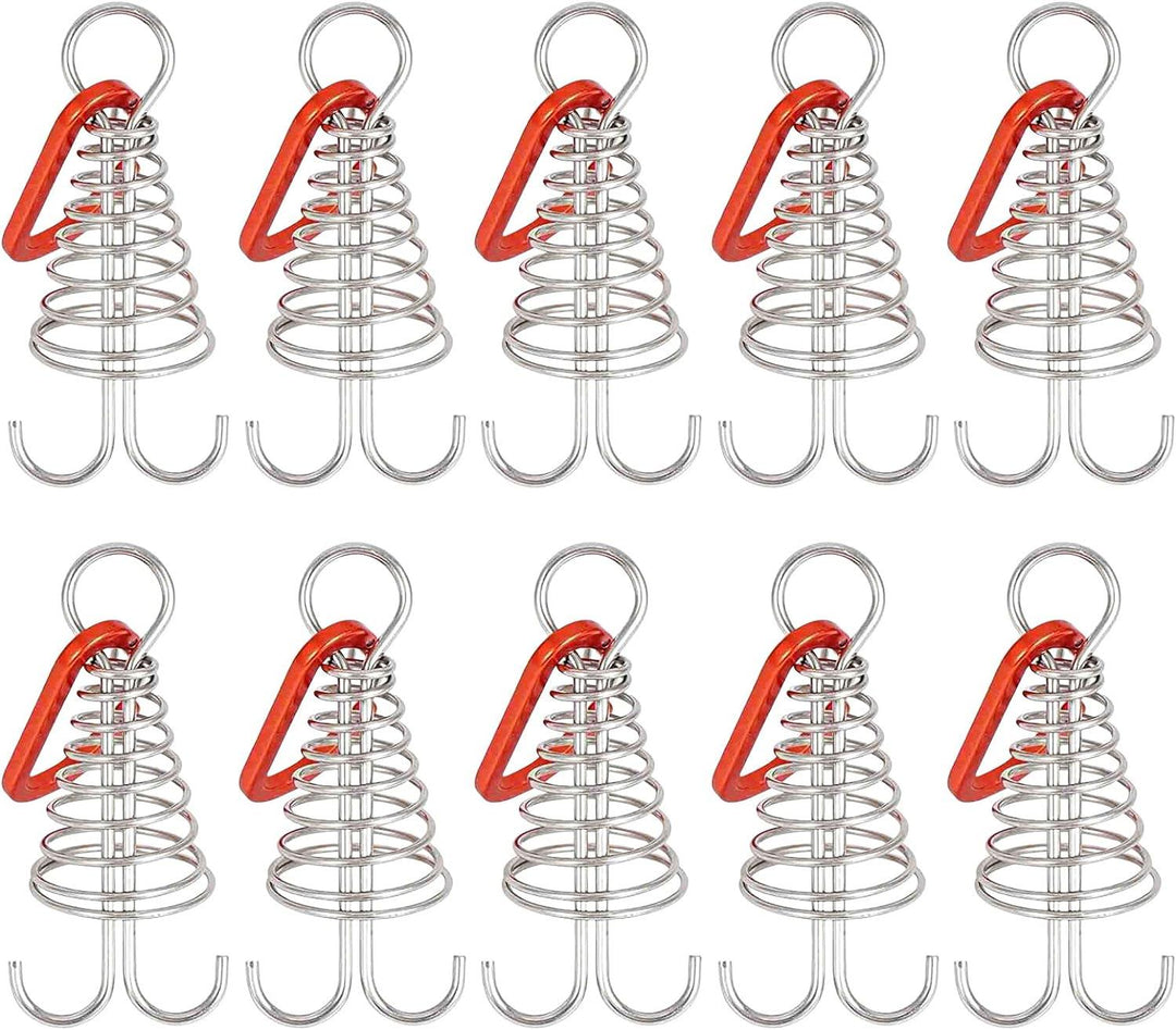 Portable tent accessories staking adjustment rope buckle spring cleat pegs for outdoor camping(10 Pack)