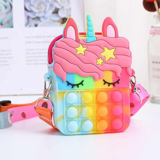 Stress Release Pop Coin Purse Unicorn Pop Purse for Girls Beach Mini Pop Fidget Toy for Girls, Push Pop Bubble Fidget Sensory Toy Christmas Stocking Birthday Party Favors Unicorn Gifts(10 Pack)
