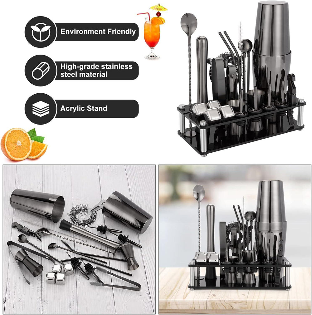 Gift 23-Piece Stainless Steel Bartender Kit & Camping Coffee Mug With Buckle  Pack(Bulk 3 Sets)