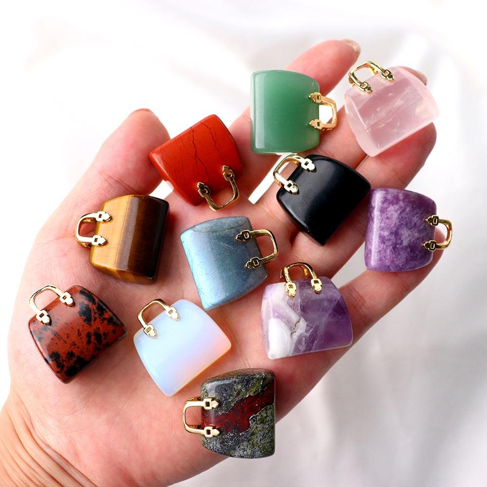 Chakra Stones Hand Carved Gemstone Healing Crystals Handbag Shaped (10 Pack)