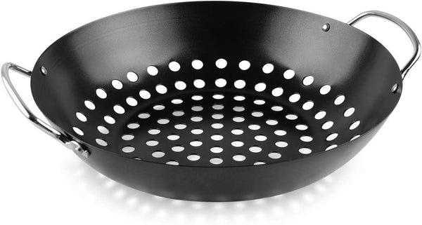 High Quality Round Grill Wok with Handle for Big Green Egg Veggie Basket BBQ Accessory Barbecue