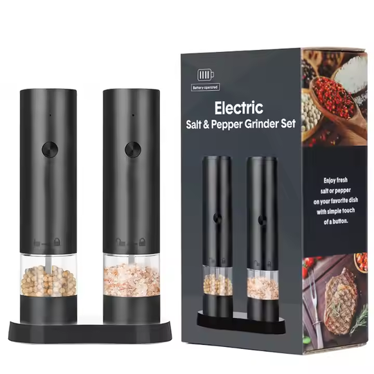 Electric Salt and Pepper Grinder Set Automatic One Touch Pepper Grinder Easy Use Pepper Mill (Duo 10 Pack)