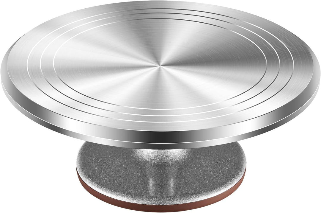 Rotating Cake Turntable 12'' Alloy Revolving Cake Stand with Non-Slipping Silicone Bottom