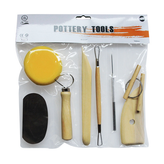 Smooth Wooden Handles 8 Pcs Pottery & Clay Sculpting Tools Double-Sided