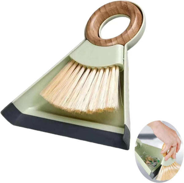 Household Cleaning Tools Desktop Cleaning Mini Broom and Dustpan Set Wooden Handle(Bulk 3 Sets)