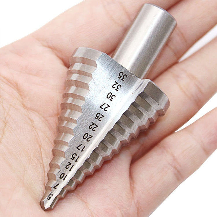 HSS Step Drill Bit 13 Steps Ladder Drill Round Shank Straight Flute Drill Woodworking Metal Wood Cutter Tools(Bulk 3 Sets)