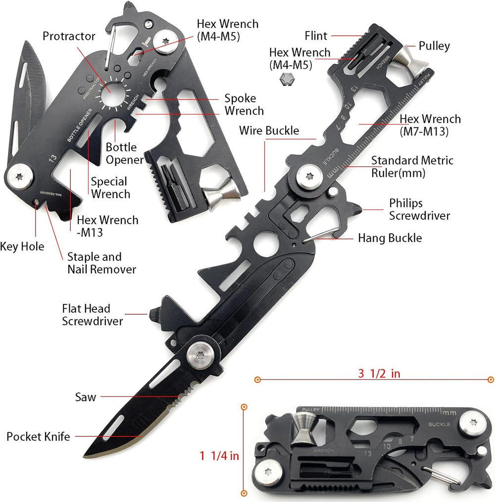 Folding Slim Compact Multi Tool Pocket Knives for Camping Fishing, Everyday Carry All IN ONE Tools(Bulk 3 Sets)