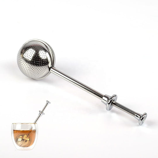 Ball Shape Stainless Steel Tea Steeper with Push Handle(10 Pack)