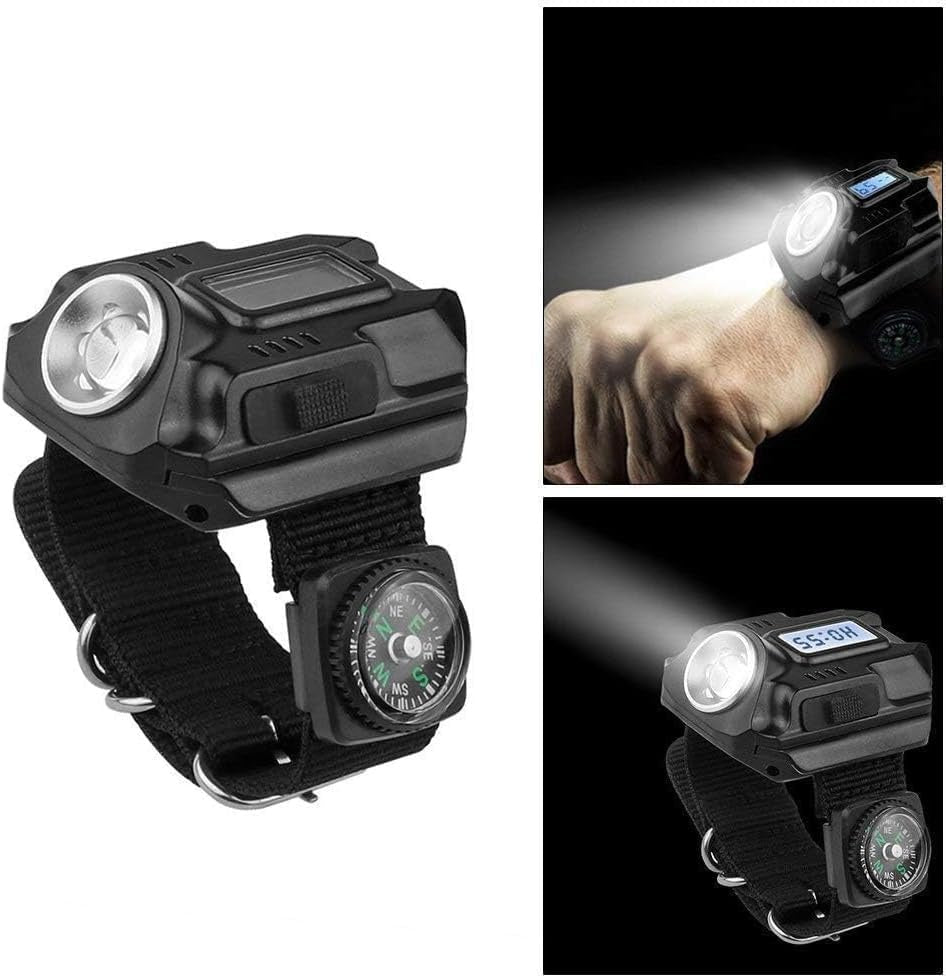 Tactical Wrist Light Flashlight Portable Rechargeable