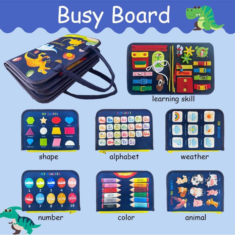 Educational Felt Busy Book Kids Sensory Montessori Travel Toy Felt Study Activity Board Felt Busy Board for Kids (10 Pack)