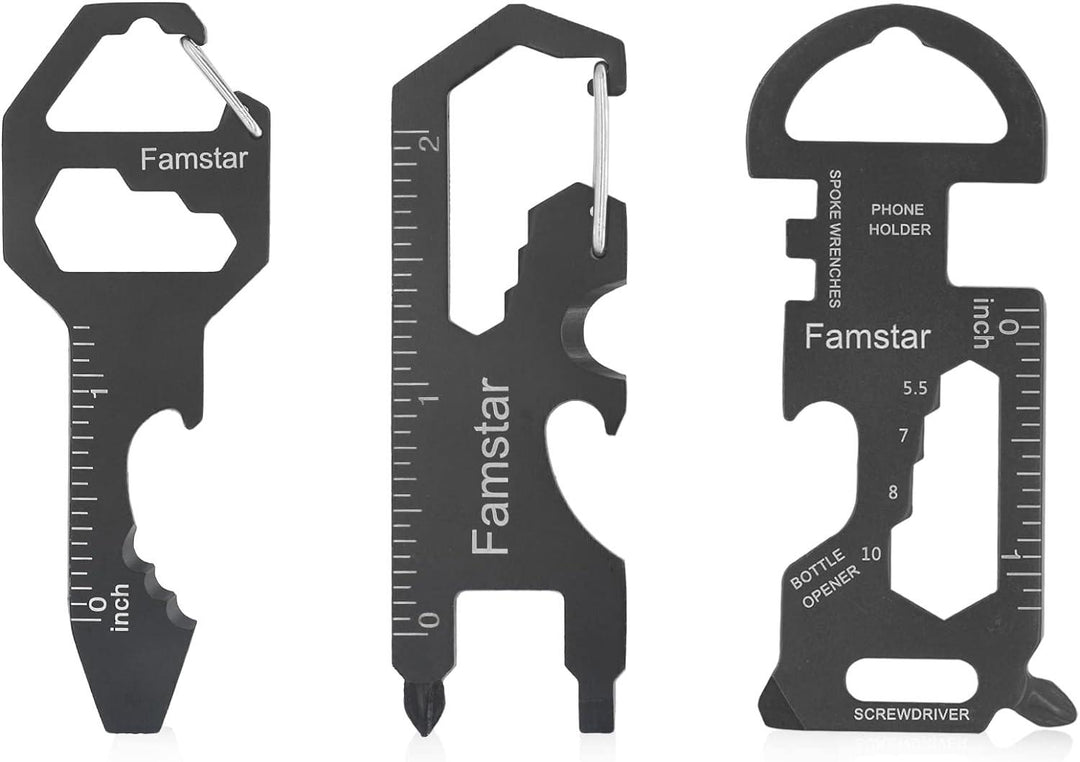 Keychain Multi-tool Metal Pocket Tool for men Portable No rust multi-function tools Wrench for Screw,ruler and bottle opener,13 in 1 Total Routine maintenance(Bulk 3 Sets)