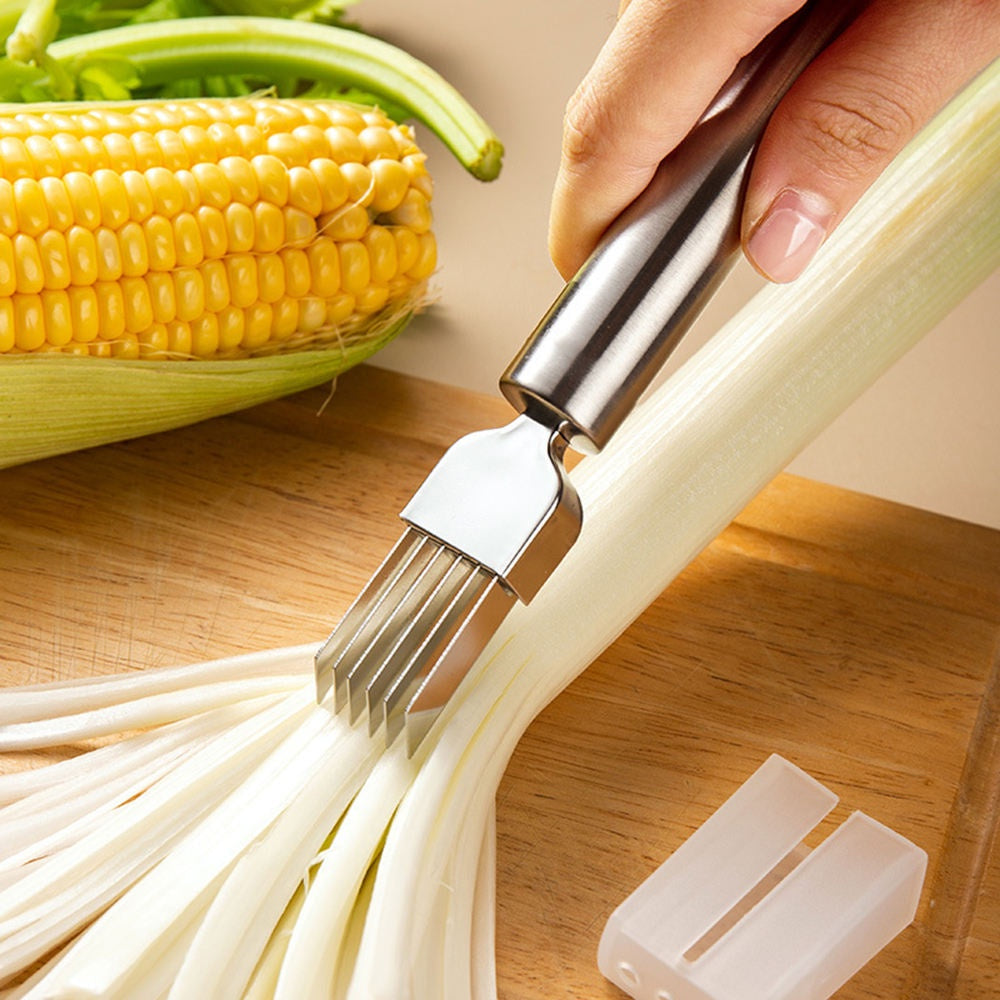 Kitchen Stainless Steel Onion Slicer Cutter Scallion Shredder Knife Vegetable & Fruit Tools