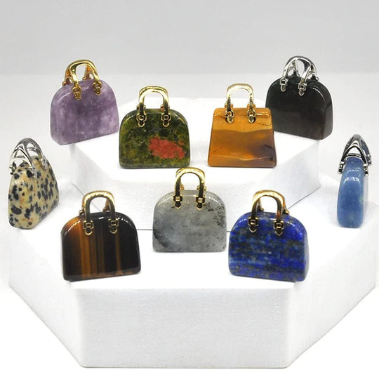 Chakra Stones Hand Carved Gemstone Healing Crystals Handbag Shaped (10 Pack)