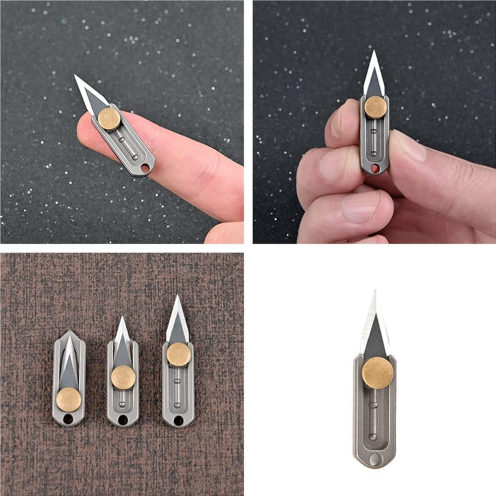 EDC Titanium Metal Alloy Light Weight Mini Little Tiny Small Wallet Button Push Keychain Pocket Knife