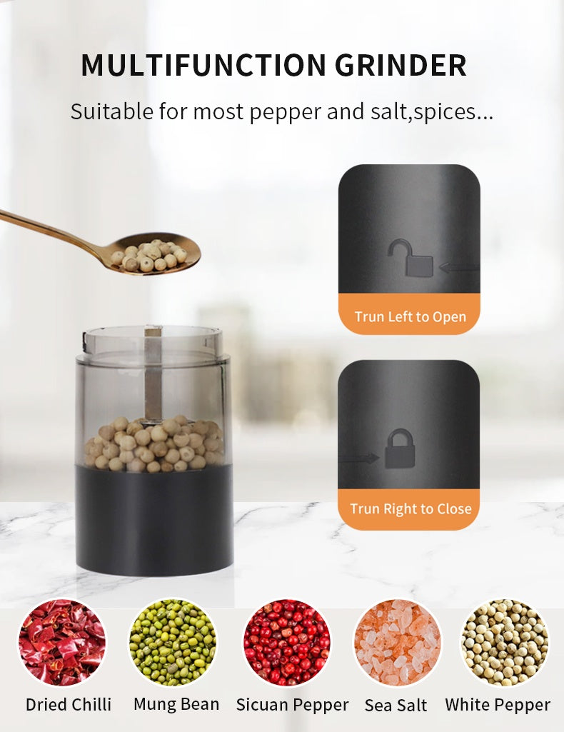 Electric Salt and Pepper Grinder Set Automatic One Touch Pepper Grinder Easy Use Pepper Mill