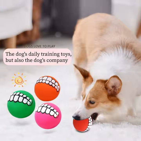 Interactive Funny  Dog Chew Toy Balls Colorful Vinyl with Tooth Pattern Design Squeaky Sound Pet Toy for Cats and Dogs (10 Pack)