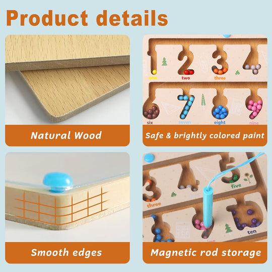 Maze Educational Game Color Number Montessori Education for kids 3-5 Year Old (10 Pack)