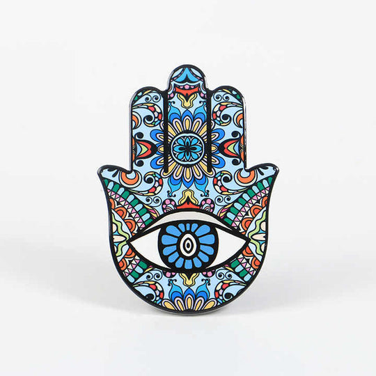 Perfect artistic gift Ceramic Drinks Magnetic Coasters Holder Slice Hamsa Hand Eye For Home Decor(Bulk 3 Sets)