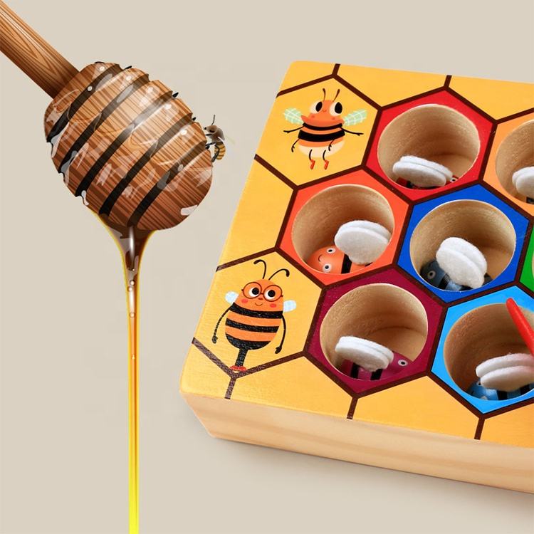 Clamp Fun Picking Catching Toy Hive Board Games Montessori Board Game Wood Bee Toy