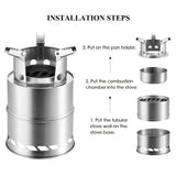 Portable Wood Burning Stove, Camping Stove Foldable Stainless Steel Backpacking Stove Camping Cookware Rocket Stove Solid Alcohol stove for Camping Hiking Picnic Indoor Outdoor(Bulk 3 Sets)