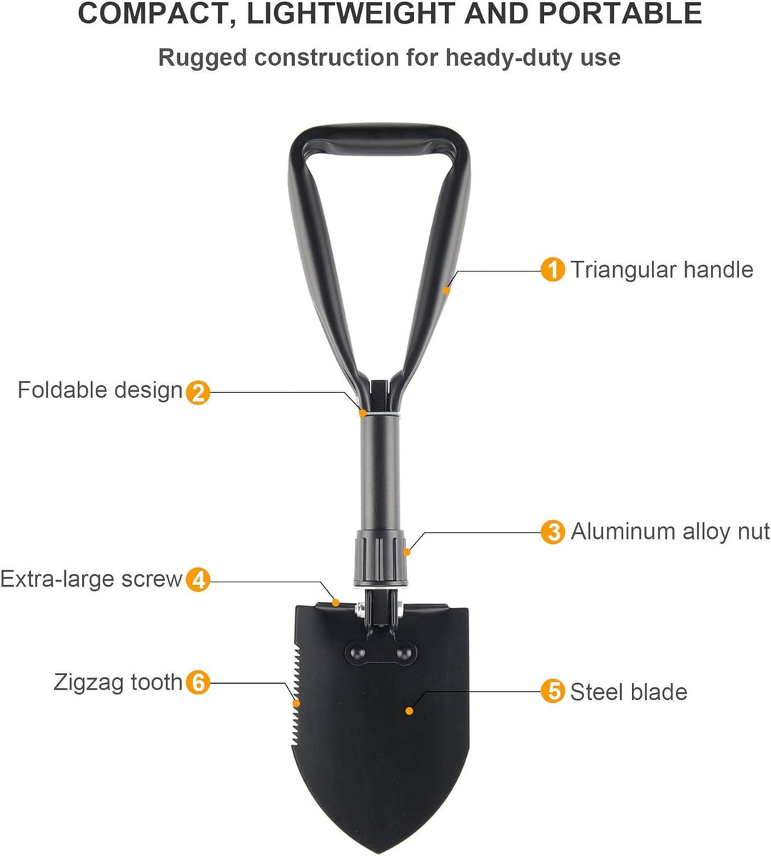 Folding Shovel High Carbon Steel, Portable Lightweight Outdoor Tactical Survival Foldable Mini Shovel, Entrenching Tool, Camping, Hiking, Digging, Backpacking, Car Emergency(10 Pack)