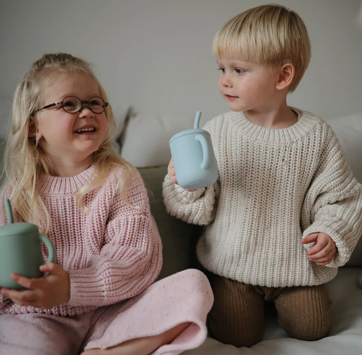 Silicone Training Cup & Straw for Toddlers, BPA Free Baby Straw Cup