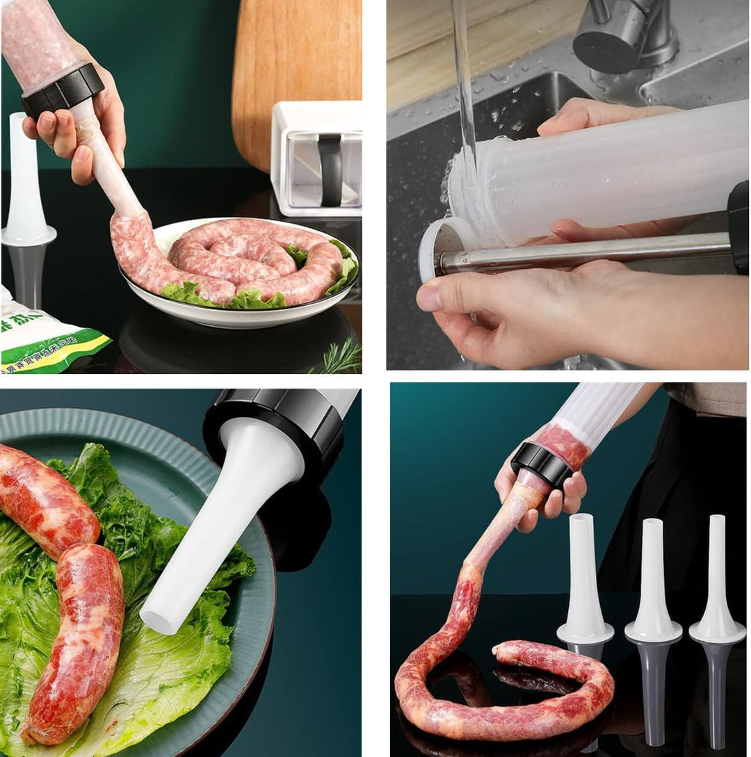 Meat Sausage Stuffer Filler Hand Operated Salami Maker(10 Pack)