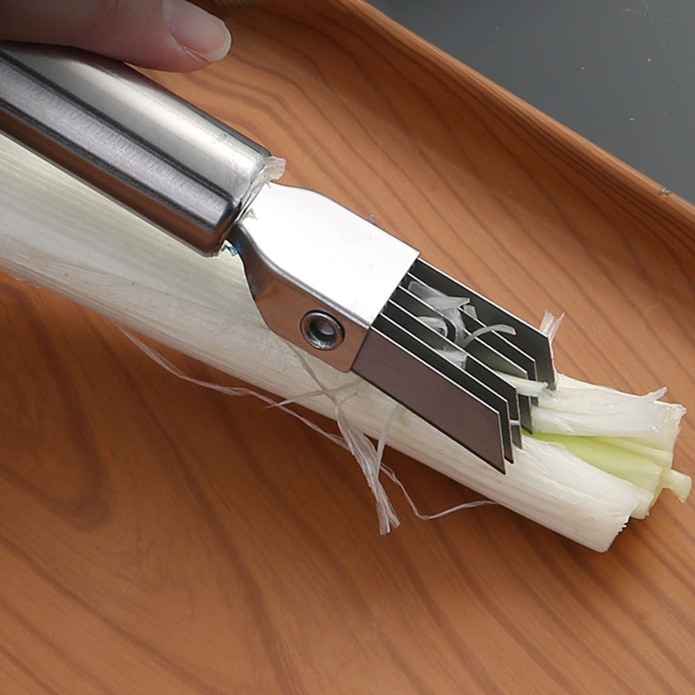 Kitchen Stainless Steel Onion Slicer Cutter Scallion Shredder Knife Vegetable & Fruit Tools