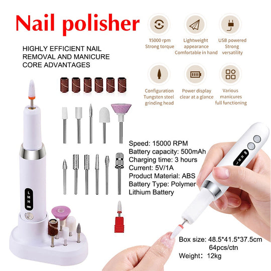 Cordless Nail Drill Pen Machine Nail Cuticle Portable 13 in 1 Kit