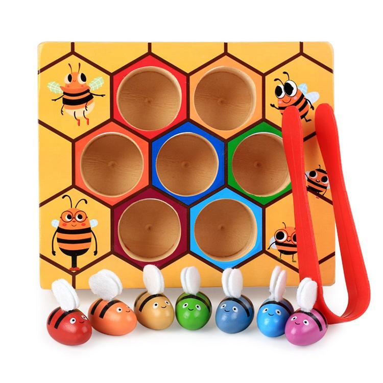 Clamp Fun Picking Catching Toy Hive Board Games Montessori Board Game Wood Bee Toy(10 Pack)