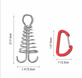 Portable tent accessories staking adjustment rope buckle spring cleat pegs for outdoor camping(Bulk 3 Sets)