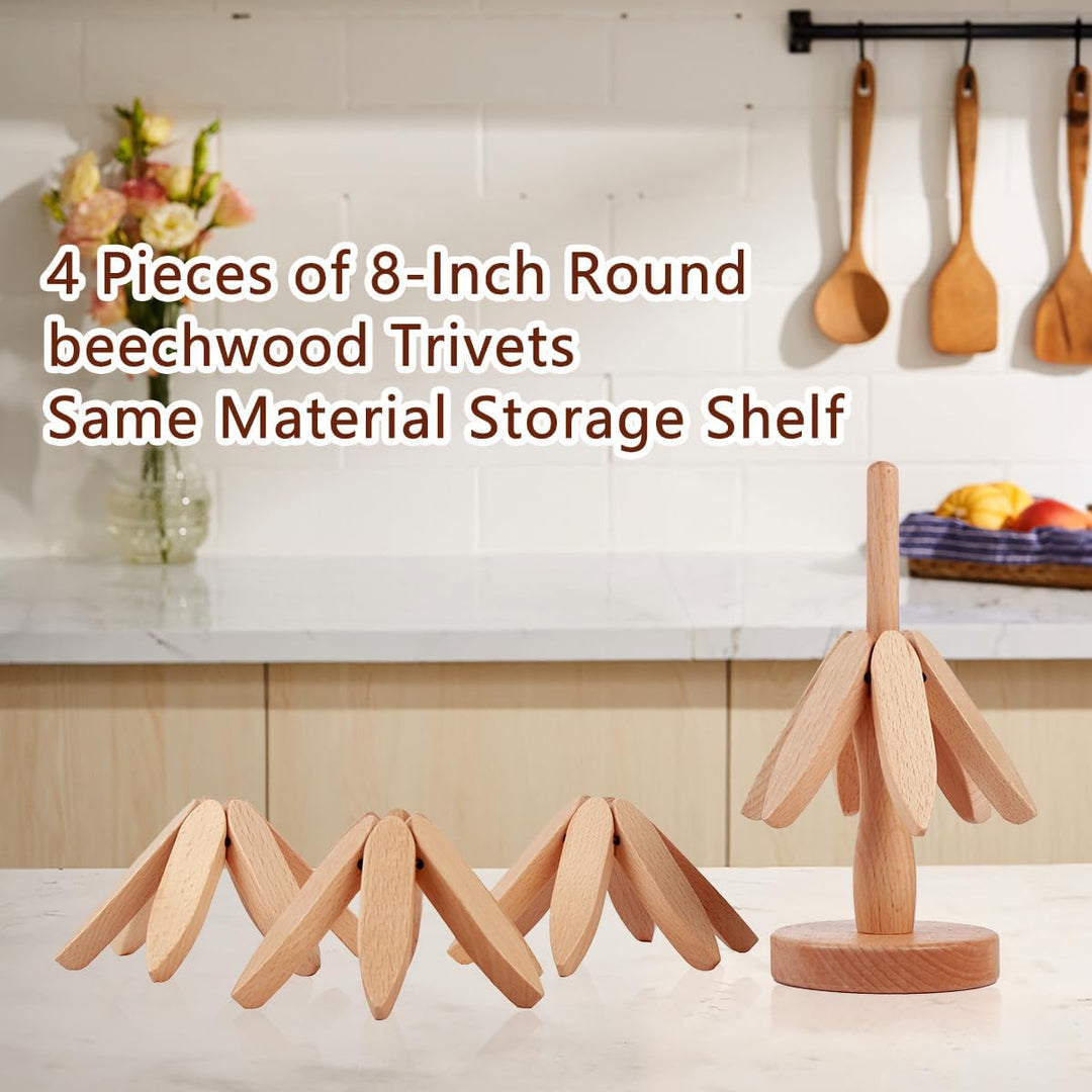 Foldable Heat Resistant Pads Kitchen Table Wooden Tree Shape Trivets Gift Sets