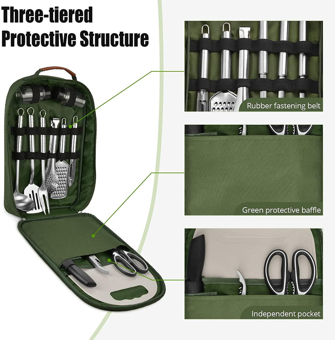 Camping Utensil Set Camping Kitchen Set Cookware  11 Pcs Accessories with Case