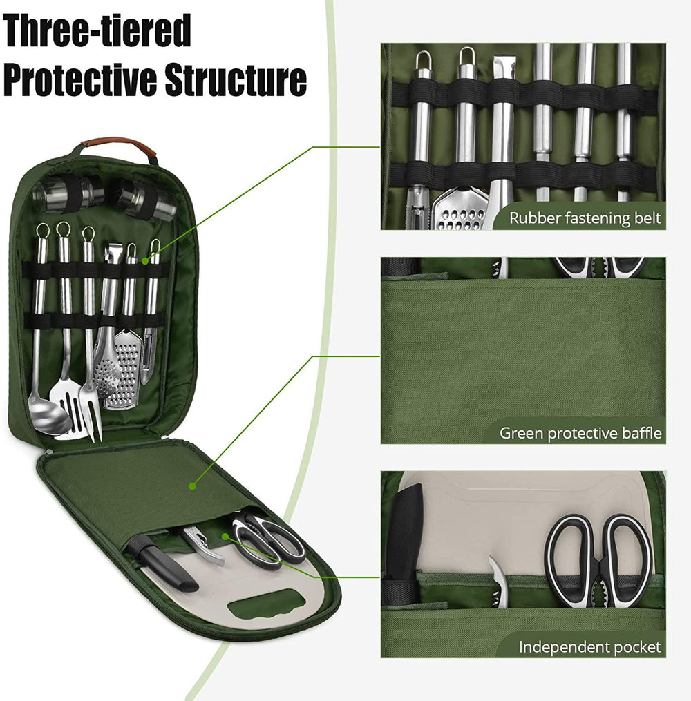 Camping Utensil Set Camping Kitchen Set Cookware  11 Pcs Accessories with Case(Bulk 3 Sets)