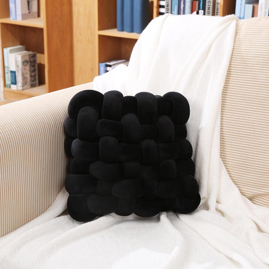 Luxury Home Decor Hand-weave Cushion Lamb Wool Knot Throw Pillow