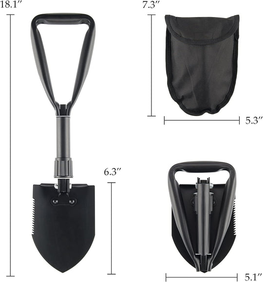 Folding Shovel High Carbon Steel, Portable Lightweight Outdoor Tactical Survival Foldable Mini Shovel, Entrenching Tool, Camping, Hiking, Digging, Backpacking, Car Emergency(Bulk 3 Sets)