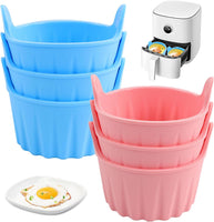 Silicone Air Fryer Egg Mold, Reusable Nonstick Air Fryer Egg Poacher, Silicone Cupcake Baking Cups, Silicone Ramekins for Air Fryer Accessories(Bulk 3 Sets)
