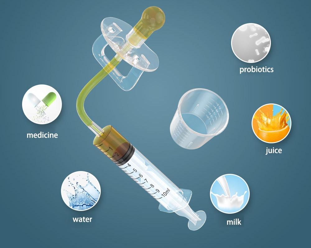 High Quality 10ml Pacifier Feeder Syringe Type Silicone Baby Medicine Pacifier Baby Feeding Set