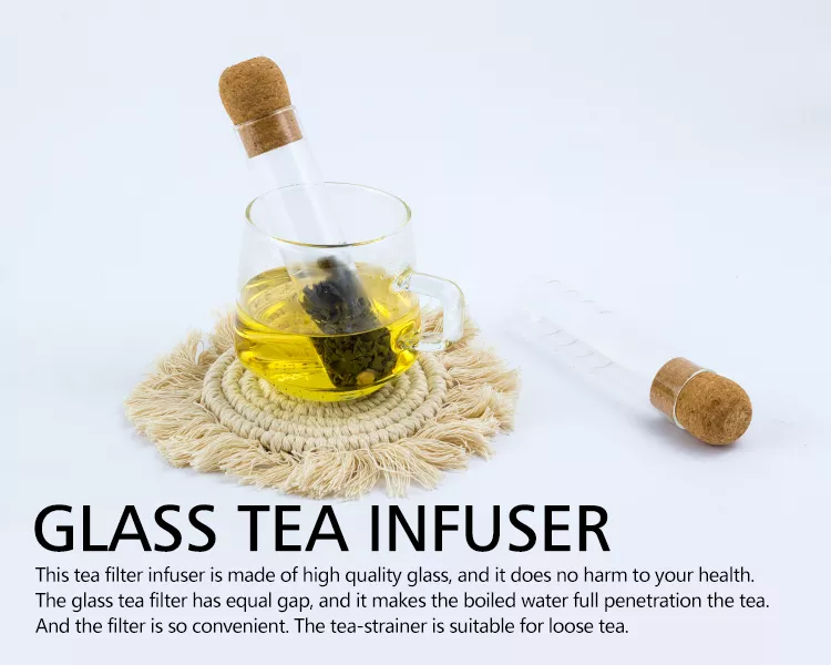 Tea Strainer Accessories Glass Test Tube Tea Strainer Glass Tube Tea Infuser With Cork Lid