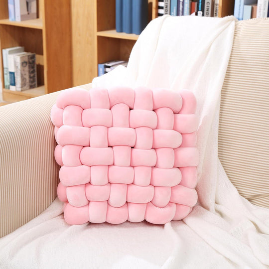 Luxury Home Decor Hand-weave Cushion Lamb Wool Knot Throw Pillow