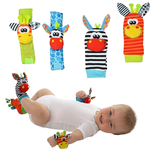 Infant bed bell baby kids plush Toddler Baby Handbell Ring Bell socks Toy Jungle Wrist Rattle Foot Finder (10 Pack)