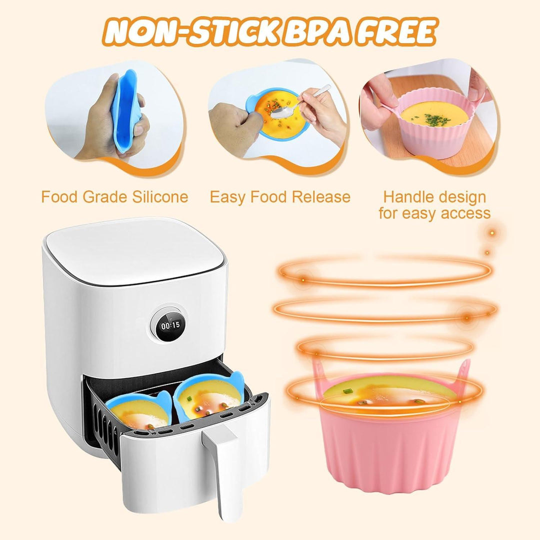 Silicone Air Fryer Egg Mold, Reusable Nonstick Air Fryer Egg Poacher, Silicone Cupcake Baking Cups, Silicone Ramekins for Air Fryer Accessories(10 Pack)