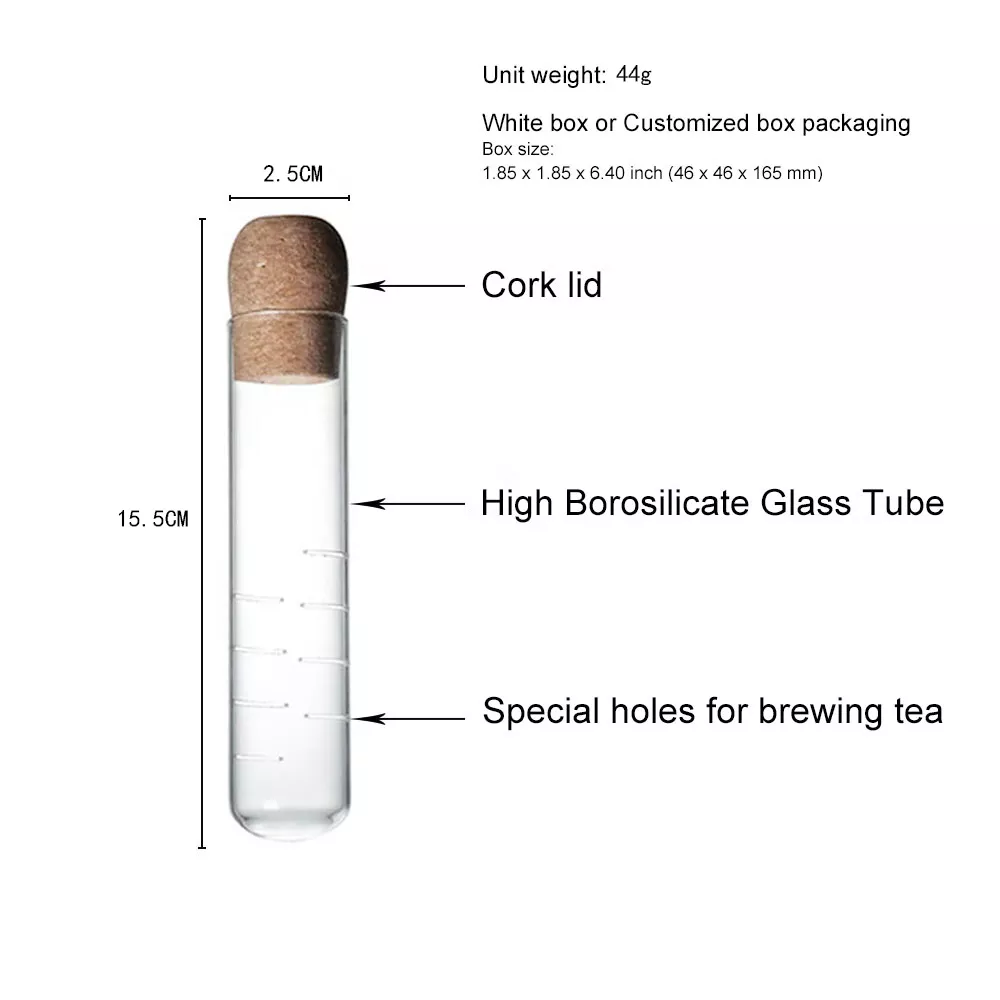 Tea Strainer Accessories Glass Test Tube Tea Strainer Glass Tube Tea Infuser With Cork Lid