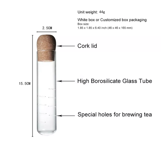 Tea Strainer Accessories Glass Test Tube Tea Strainer Glass Tube Tea Infuser With Cork Lid(Bulk 3 Sets)