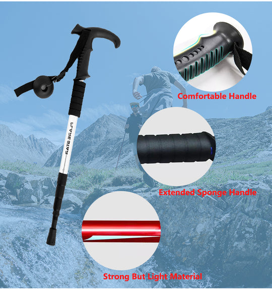 High Density Aluminum Alloy Retractable Trekking walking Pole