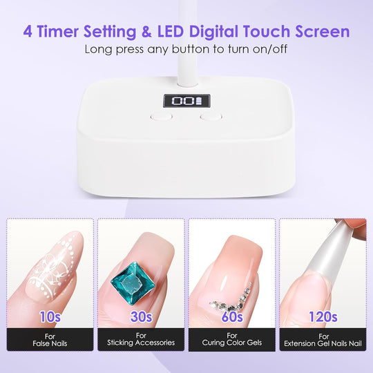 Adjustable Gel Nail Quick Dry Gooseneck UV Light for Nails, 27W Rechargeable Flash Cure Lamp 360°